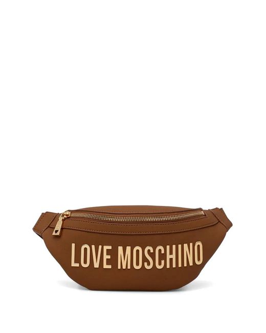 Love Moschino Brown Logo-Detail Buckle Belt Bag
