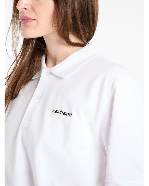 Carhartt White Logo-Print Piqué Polo Shirt