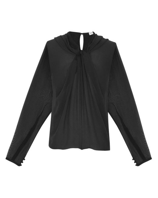 Saint Laurent Black Hooded Silk T-shirt for men