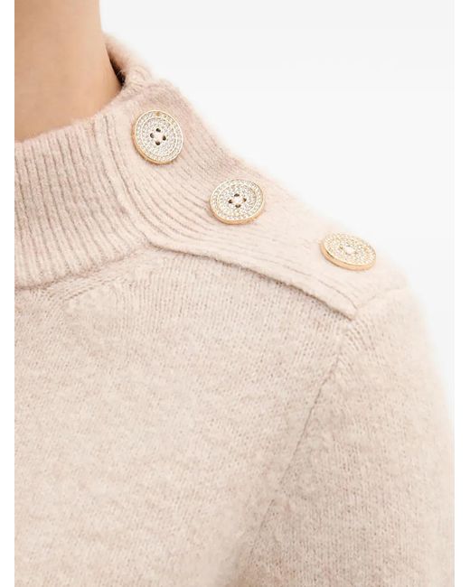 MARC AUREL White Button Roll-Neck Sweater