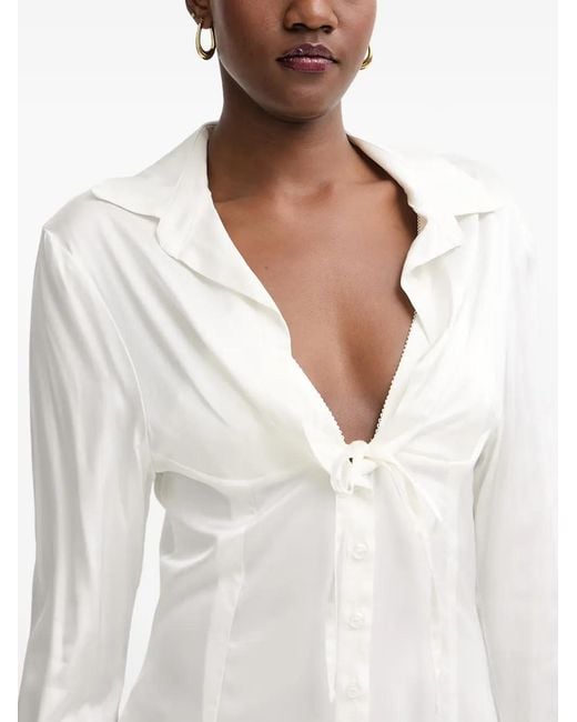 Silvian Heach White Button-Down Mini Dress