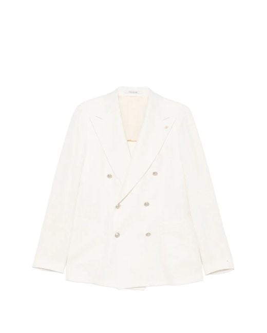 Tagliatore White Double-Breasted Blazer for men