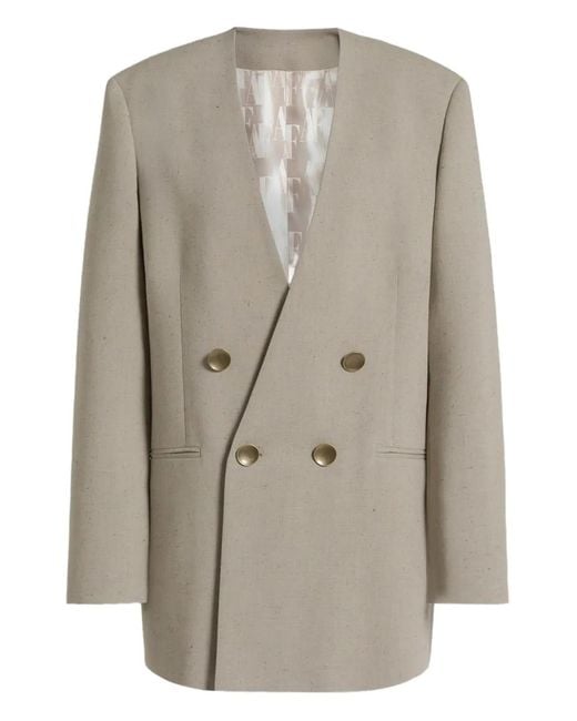 Alberta Ferretti Natural Double-Breasted Buttoned Jacket