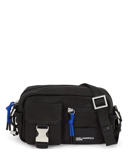 Karl Lagerfeld Black Logo-Print Crossbody Bag