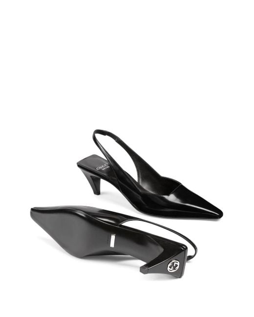 Zapatos de tacón de cuero negro Gucci de color Black