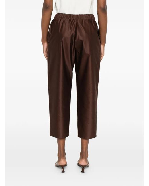 Dusan Brown Elasticated Cropped Trousers