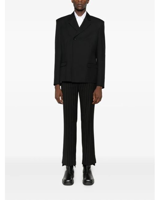 Notrainproof Black Pinstriped Tailored Trousers for men