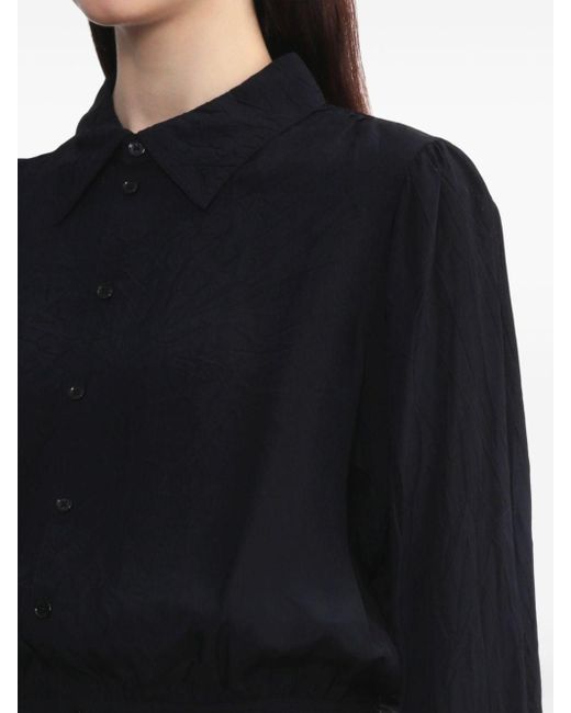 Lemaire Blue Crease-effect Button-up Blouse