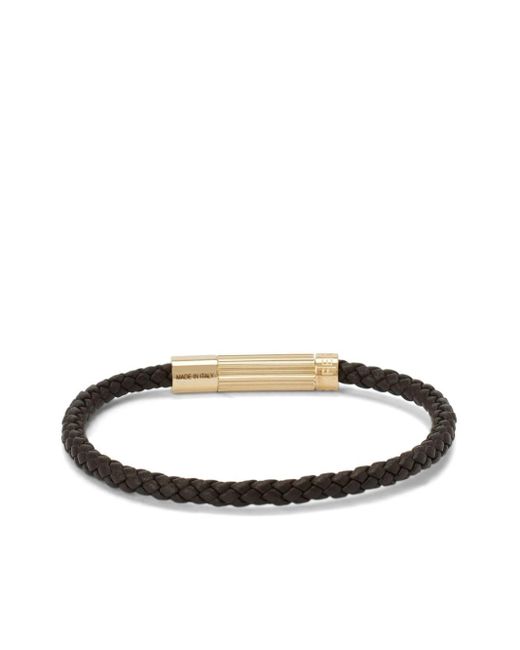 Ferragamo White Braided Leather Bracelet for men