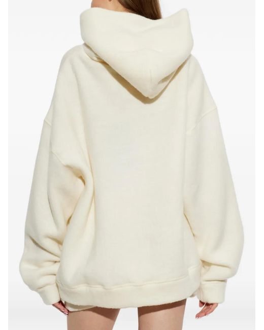 DSquared² White Logo-Patch Wool Hoodie