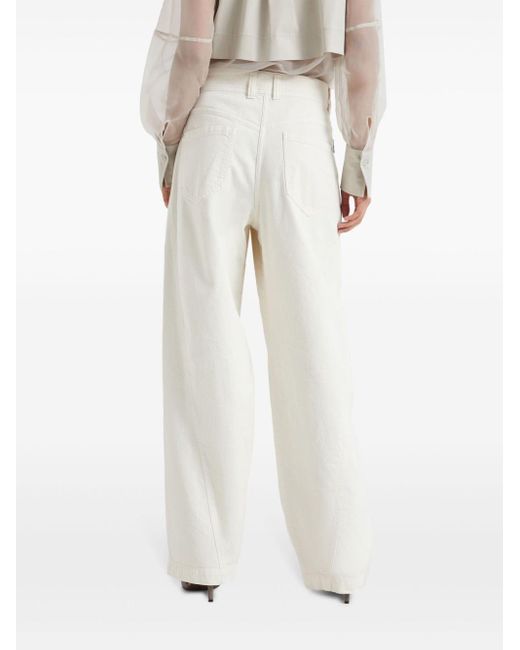 Jean ample à design plissé Brunello Cucinelli en coloris White