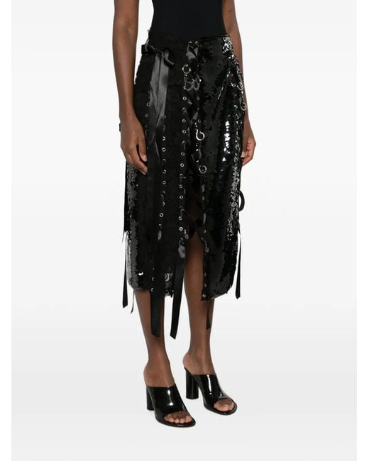 Simone Rocha Black Sequin-Embellished Lace-Patchwork Midi Skirt
