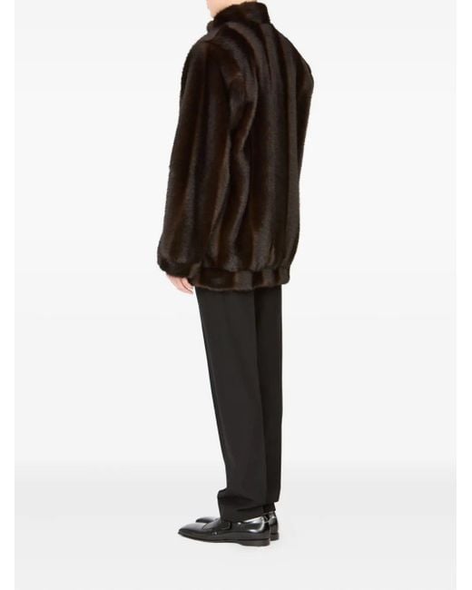 MM6 by Maison Margiela Black Faux Fur Turtleneck Jacket