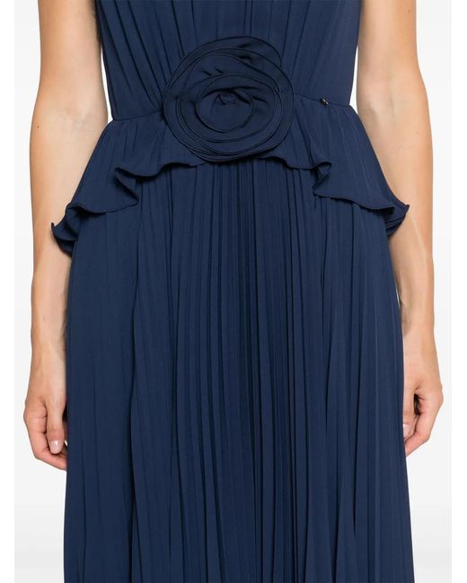 Nissa Blue Plissé Midi Dress