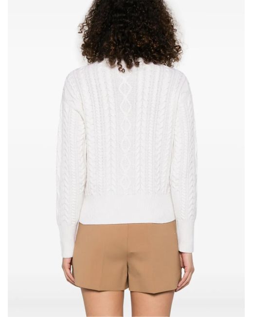 Max Mara White Wool And Cashmere Crewneck Jumper Sweater