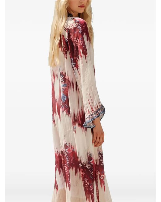 Devotion Pink Freesia Patterned V-Neck Dress