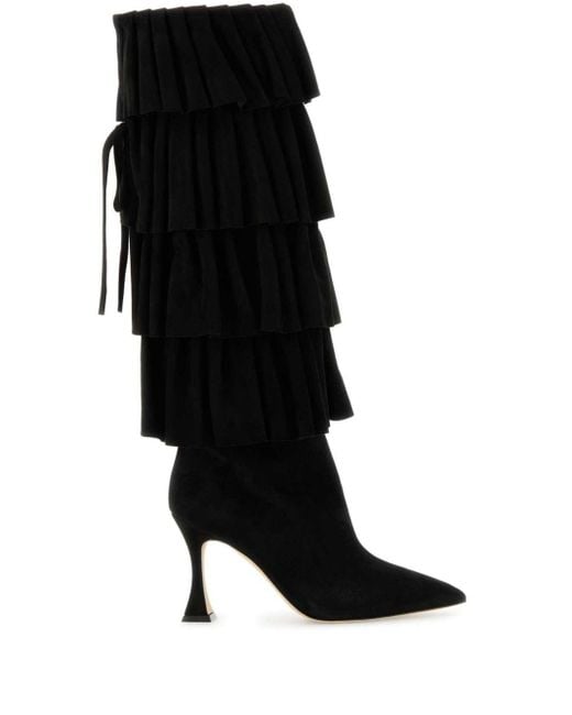 Manolo Blahnik Black 90Mm Miralone Boots