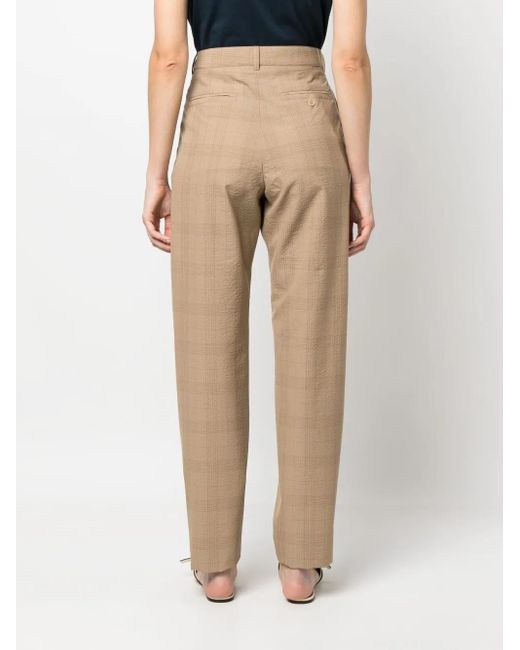 Lemaire Natural Check-Print High-Waisted Trousers