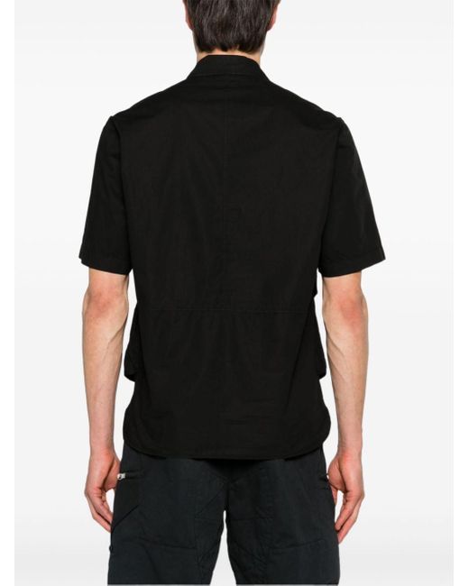 C P Company Black Logo-embroidered Poplin Shirt for men