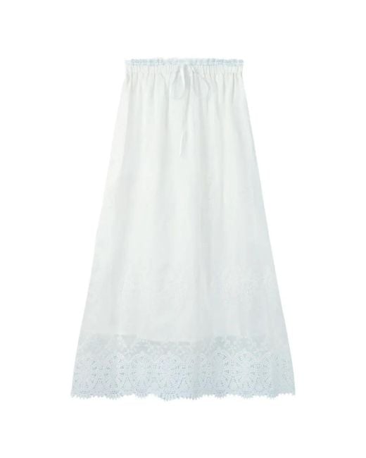 House Of Sunny White Blossom Lace-Trim A-Line Maxi Skirt