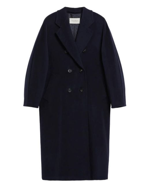 Max Mara Blue Madame 101801 Double-Breasted Buttoned Coat