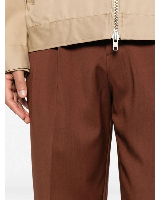 Costumein Brown Pleated Straight-Leg Trousers for men