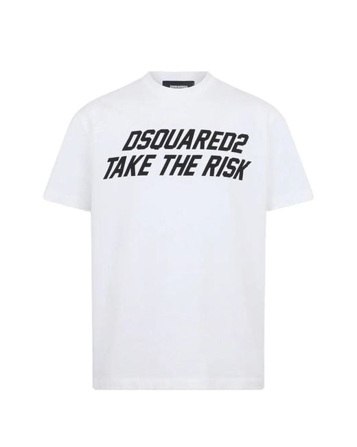 DSquared² White Logo-Print T-Shirt for men