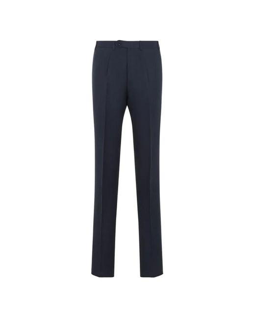 Canali Blue Pleated Trousers for men