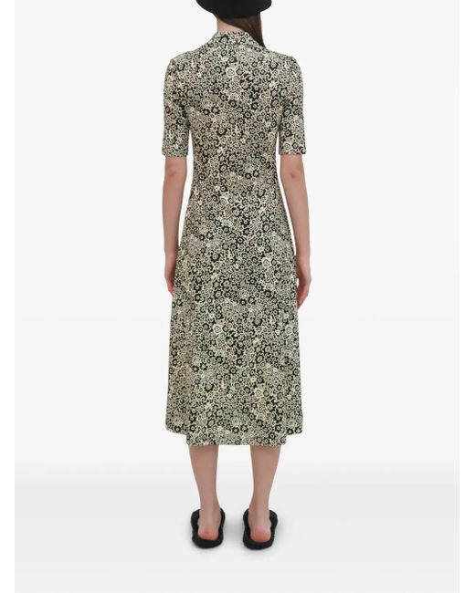 Abito Midi Con Stampa A Fiori di Rosetta Getty in Gray