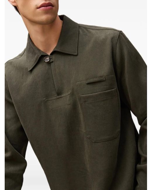 RETORI Black Peach-Touch Linen Polo Shirt for men