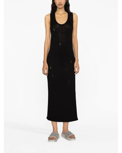 Barrow Black Distressed Knitted Maxi Dress