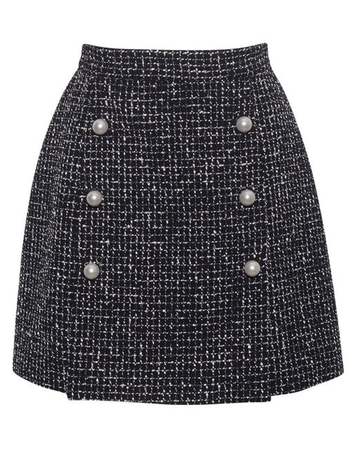 Adam Lippes Blue Double-breasted Tweed Skirt