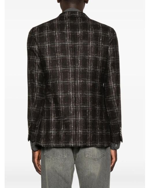 Gabriele Pasini Black Checked Long-Sleeve Jacket for men