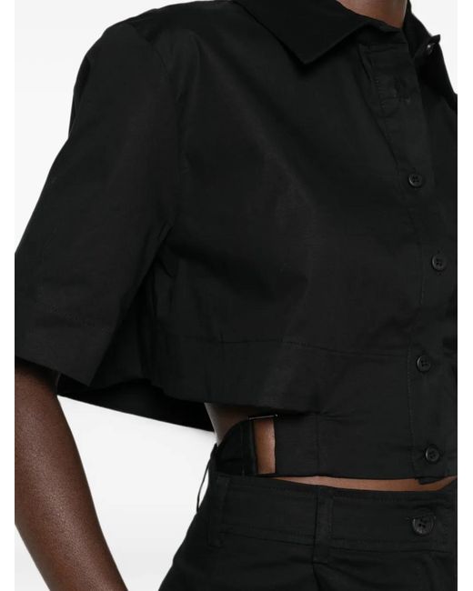 MOUTAKI Black Short-Sleeve Cropped Shirt