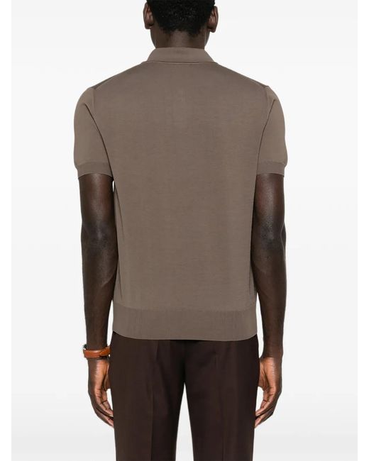Canali Brown Zip-Up Polo Shirt for men