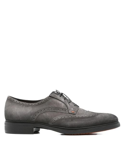 Santoni Gray Easy Oxford Shoes for men