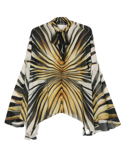 Roberto Cavalli Black Abstract-Print Shirt