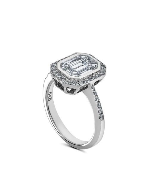 Anillo en oro blanco de 18 ct con diamantes Jewels Aficionado de color White