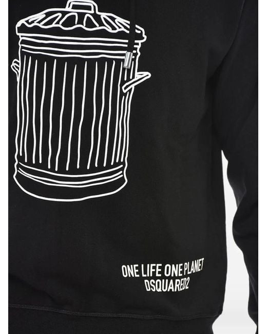 DSquared² Black Logo-Print Drawstring Hoodie for men
