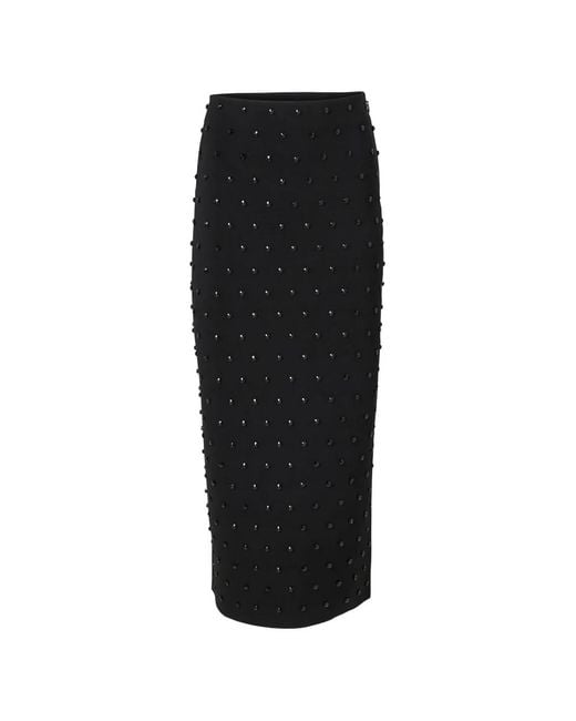 Carolina Herrera Black Beaded Pencil Midi Pencil Skirt
