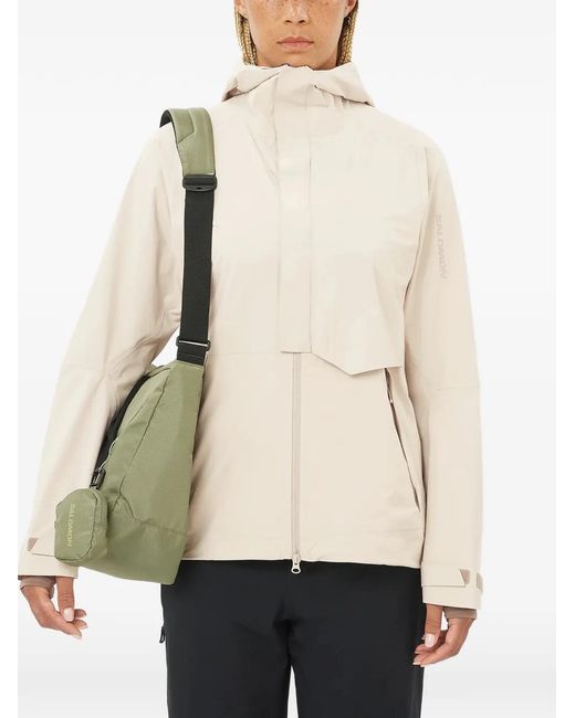 Salomon White Outerpath Pro Hooded Logo-Print Jacket
