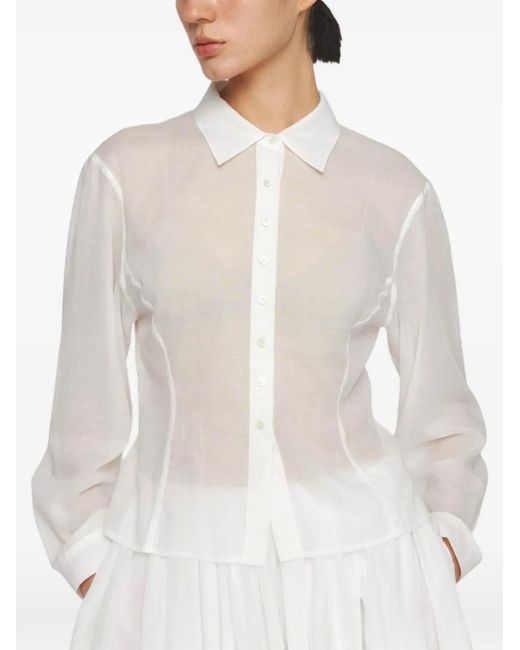 Amomento White Sheer Cotton Shirt