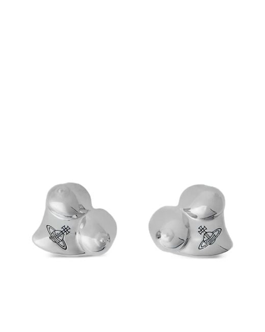 Vivienne Westwood Metallic Mimosa Logo-Engraved Earrings