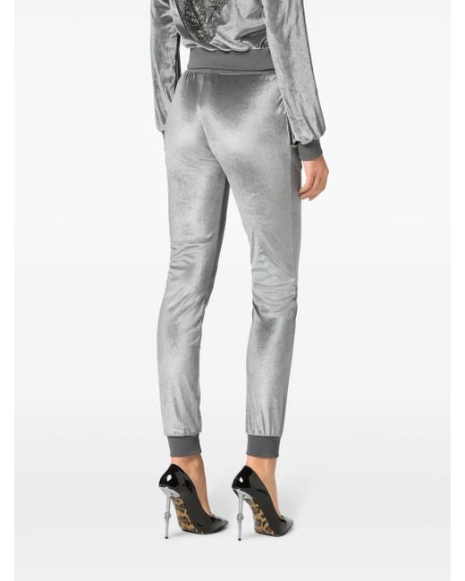 Philipp Plein Gray Strass Skull Trousers