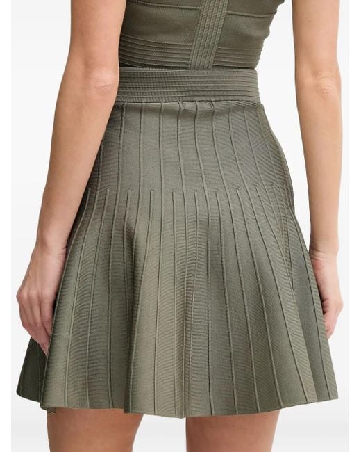 Guess Green Ribbed Flared Mini Skirt