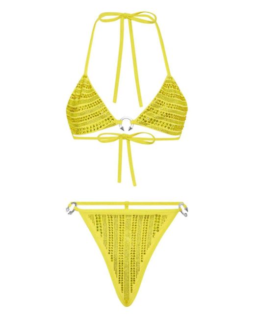 Set bikini a triangolo con decorazione di Philipp Plein in Metallic
