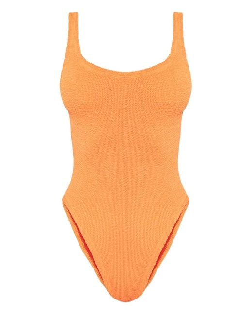 Hunza G Orange Maillot De Bain À Encolure Carrée