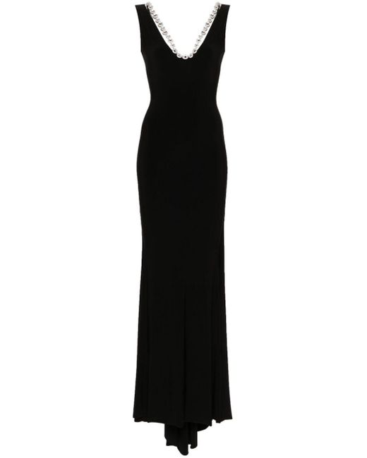 Nissa Black Crystal-embellished Maxi Dress