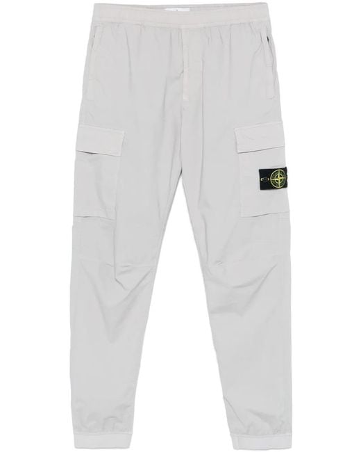 Stone Island White Compass-Badge Track Pants for men