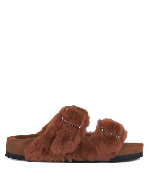 Birkenstock Brown Arizona Shearling Buckle Sandals